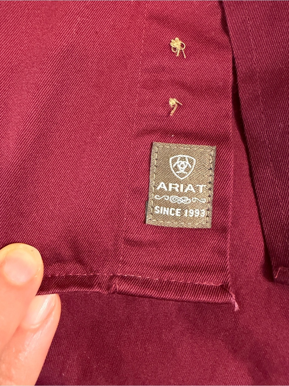Ariat Mens XXL Burgundy Button Down Shirt Long Sleeve 100% Cotton Western - Picture 11 of 15